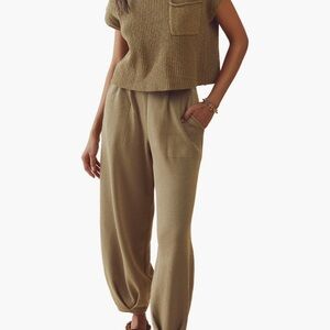 Free People Free-est Freya short sleeve sweater and pants set in Curly willow co